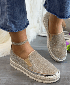 Owlkay - Women Rhinestone Platform Breathable Slip-on Shoes Setupmarks