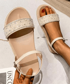 Owlkay Fashion Pearl Crystal Sandals