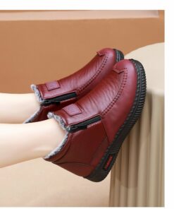 Owlkay  Non-slip Winter Leather Boots Womens