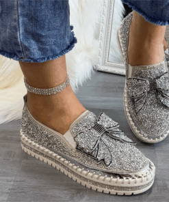 Shining Rhinestone Slip-on Thick Botton Casual Ladies Crystal Shoes Setupmarks