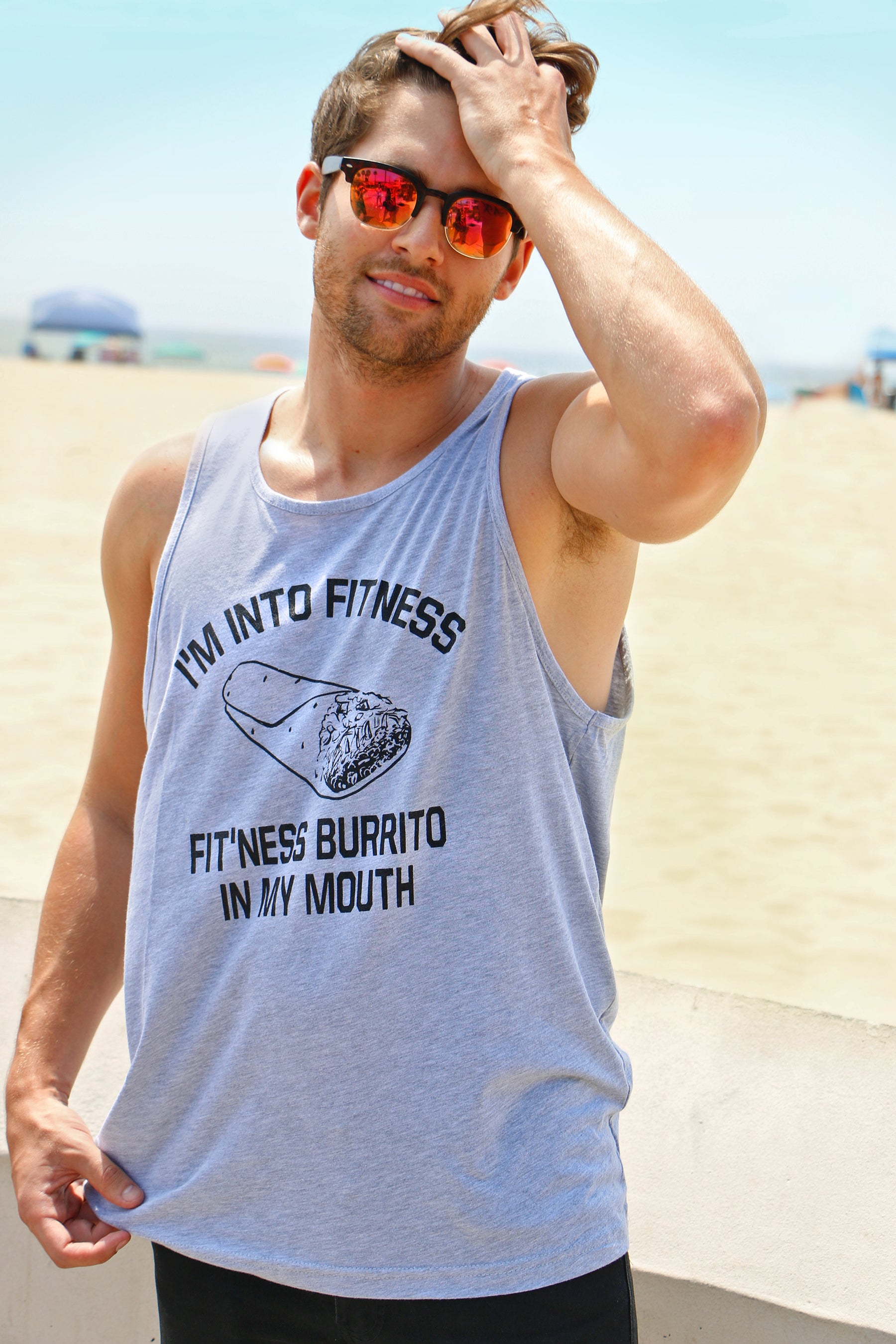 Alternative view of Setupmarks Fitness Burrito In My Mouth Men's Tank Top