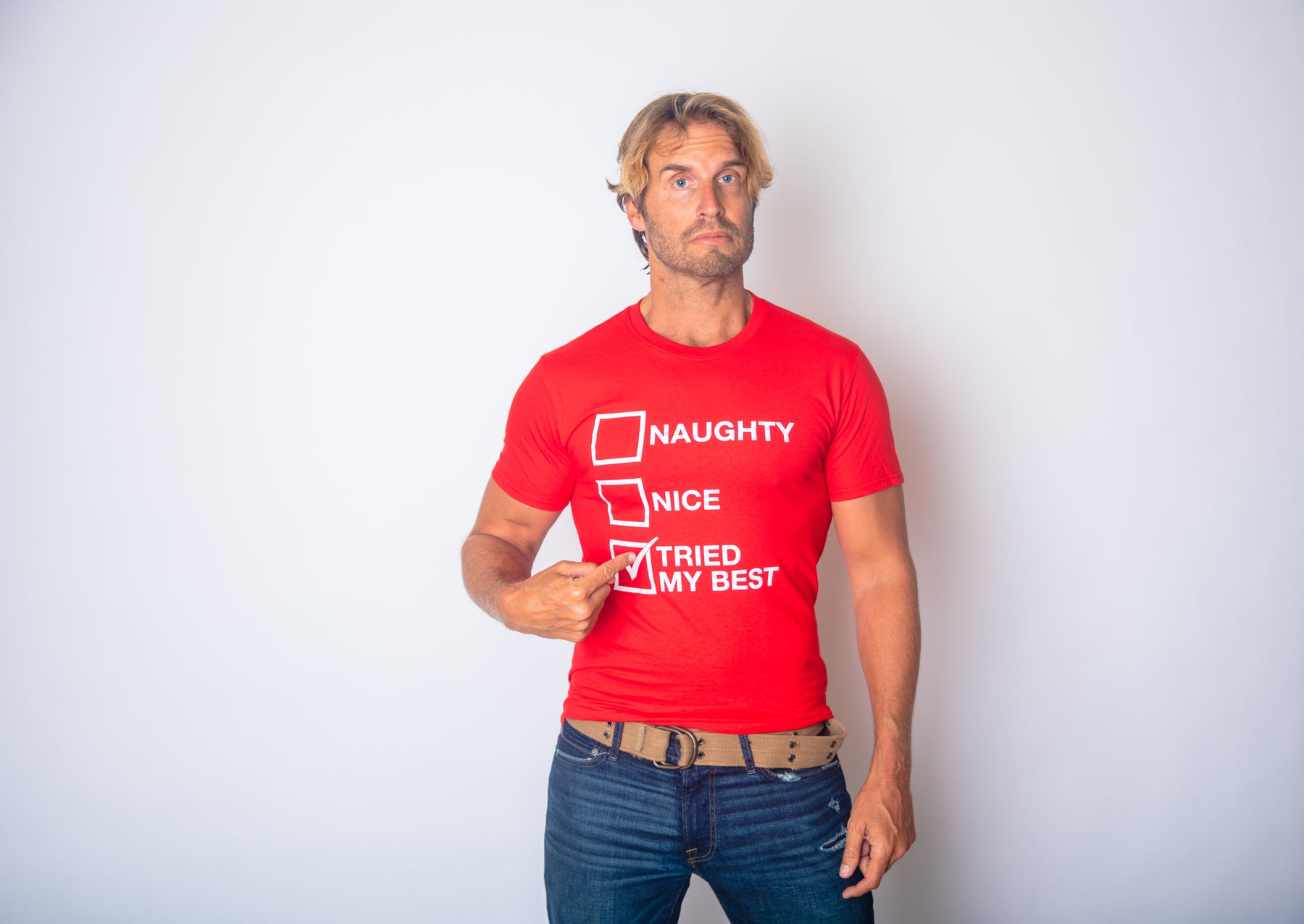 Alternative view of Setupmarks Naughty List Nice List Tried My Best Men's T Shirt